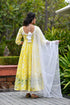 MULMUL MAIZE YELLOW TIE DYED & BLOCK PRINTED PANELED KURTA-PLAZZO & DUPATTA MULMUL MAIZE YELLOW TIE DYED & BLOCK PRINTED PANELED KURTA-PLAZZO & DUPATTA